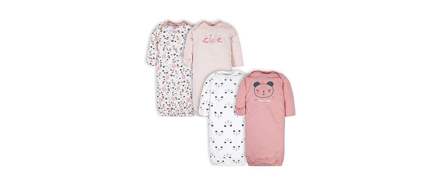 Платья Gerber Fleece-Lined Gb 4Pk Gowns для девочек-малышей, цвет: Bear — фото 2