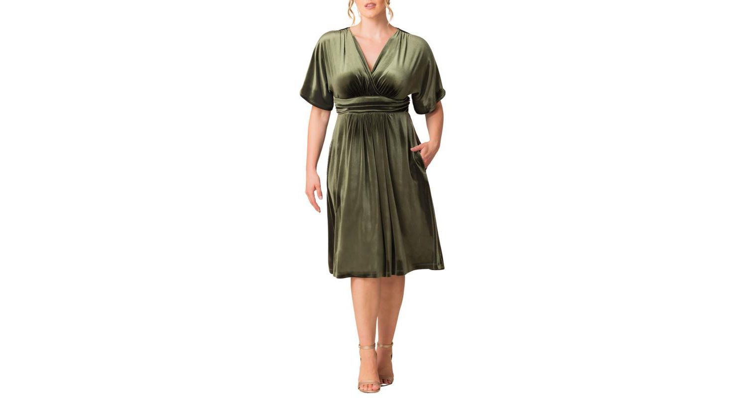 Plus Size Angelic Velvet Midi Cocktail Dress with Pockets