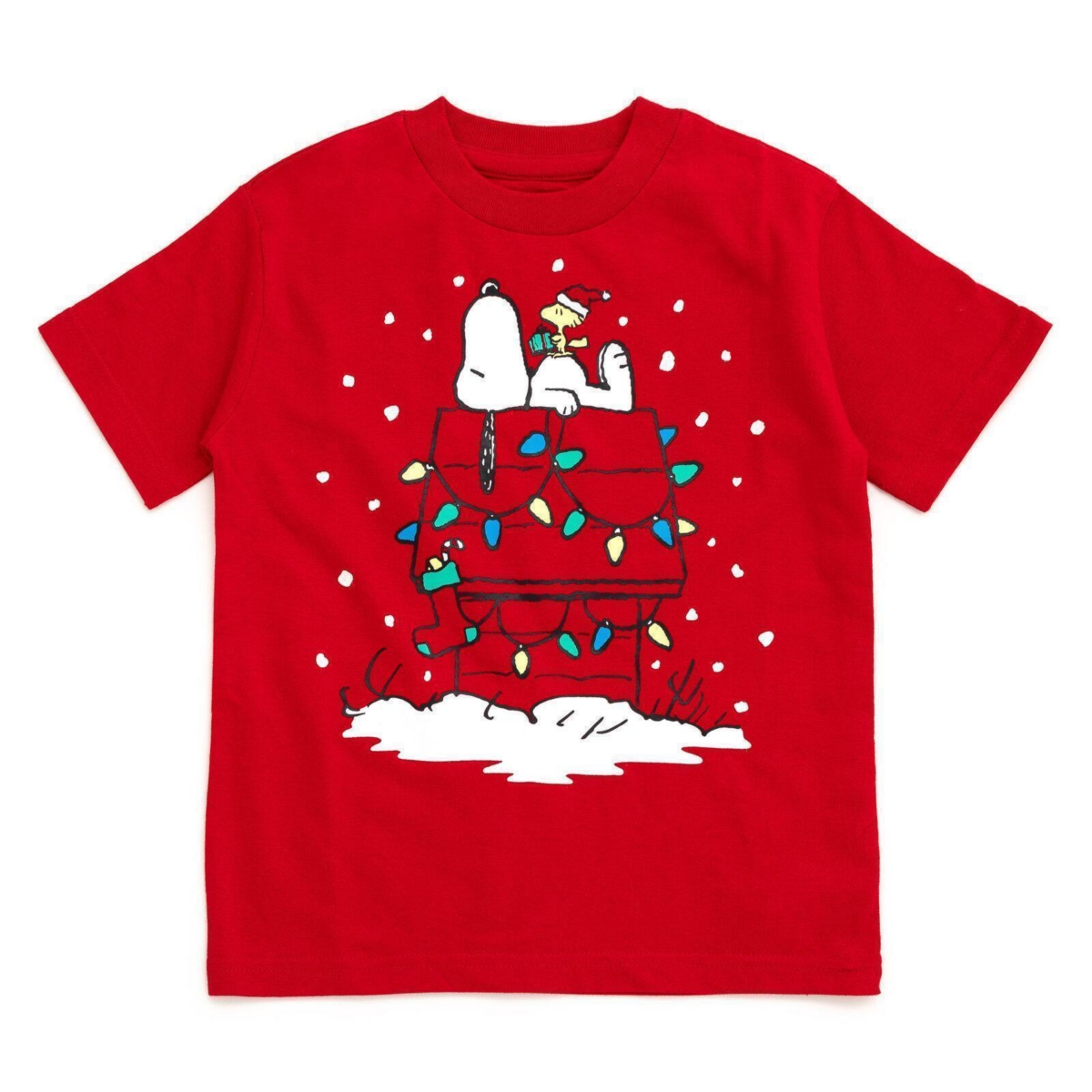 Peanuts Halloween Christmas Valentines Day July 4th St. Patrick's Day T-Shirt Toddler to Big Kid Sizes (2T - 18-20) - Snoopy santa red