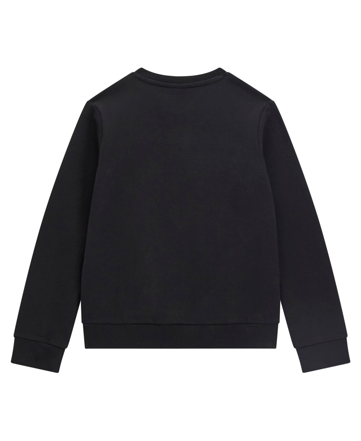Guess Big Boy Crewneck With Flocked Triangle Logo Sweatshirt In Black