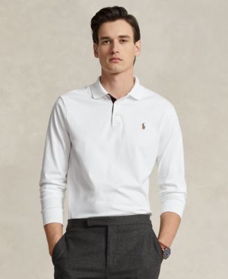 Men's Classic-Fit Long Sleeve Soft Cotton Polo Shirt