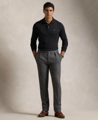 Men's Classic-Fit Long Sleeve Soft Cotton Polo Shirt