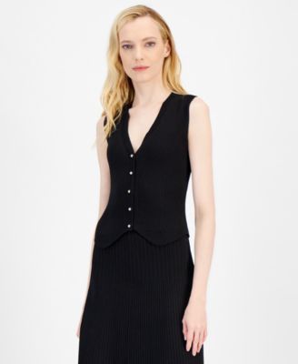 Anne Klein - Women's Knit Fitted V-Neck Vest