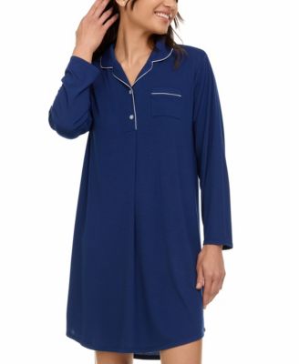Women's Deborah Long Sleeve Notch Knit Sleepshirt Nightgown