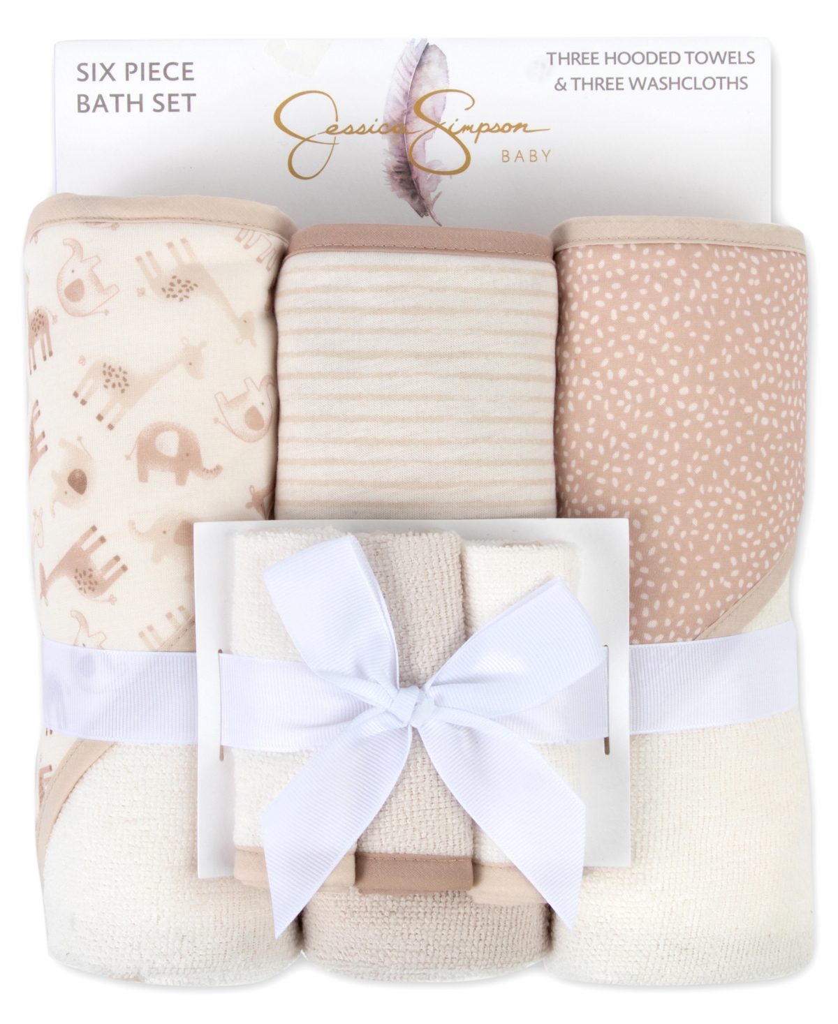 JESSICA SIMPSON BABY BOYS HOODED TOWEL AND WASHCLOTH, 6-PIECE SET 