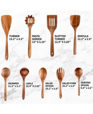 9-Piece Natural Teak Wooden Utensils for Cooking