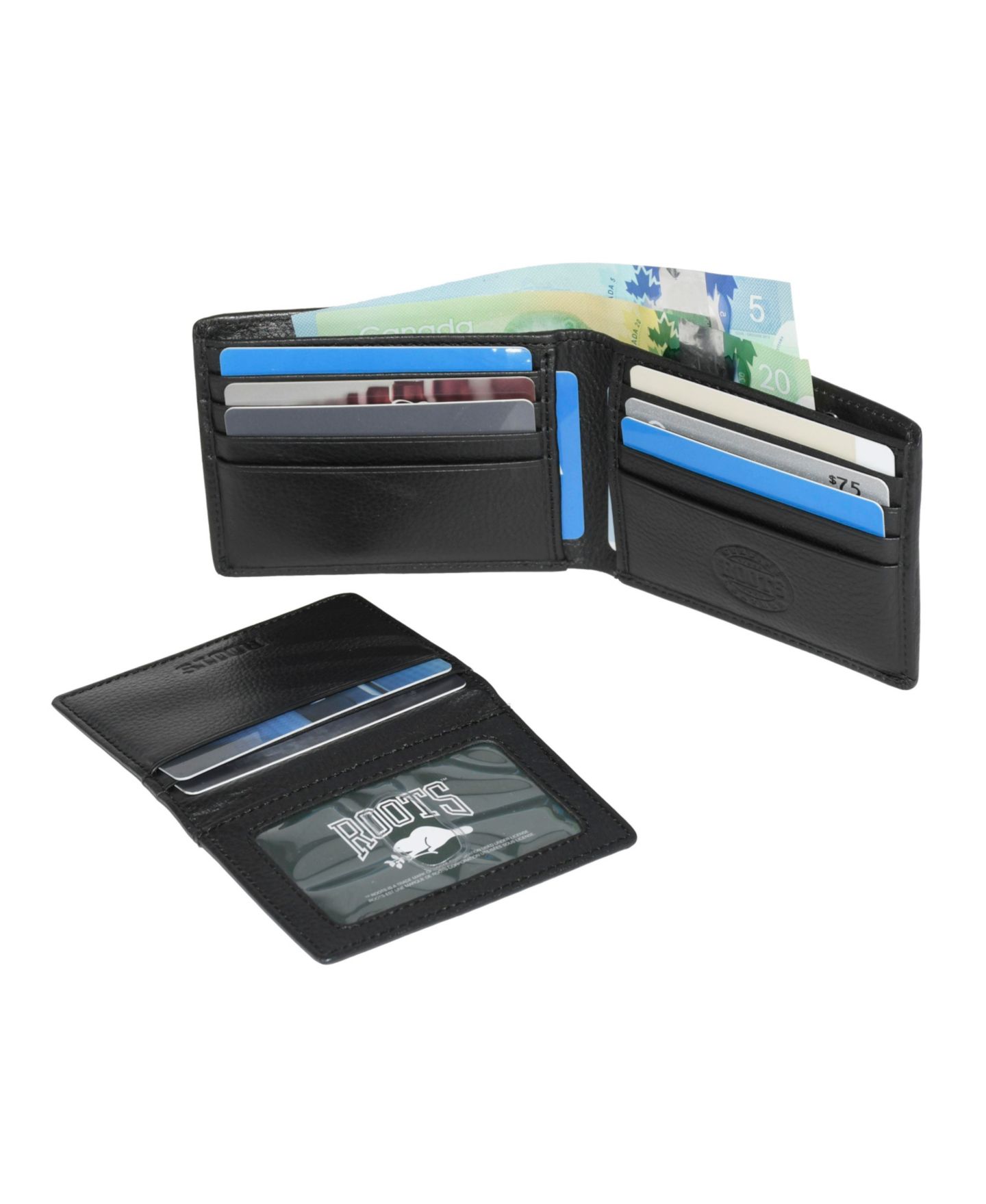 Мужской кошелёк Roots Men Leather Slimfold Wallet with Removable ID, цвет: Чёрный — фото 10