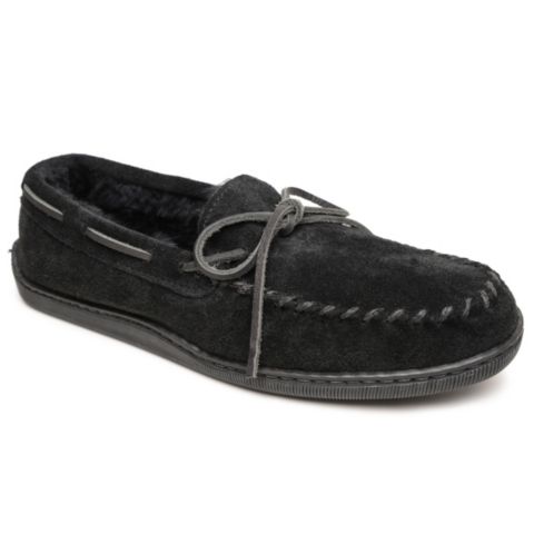 Мужские тапочки Minnetonka Sheepskin Hardsole Moccasin Slippers, цвет: Чёрный