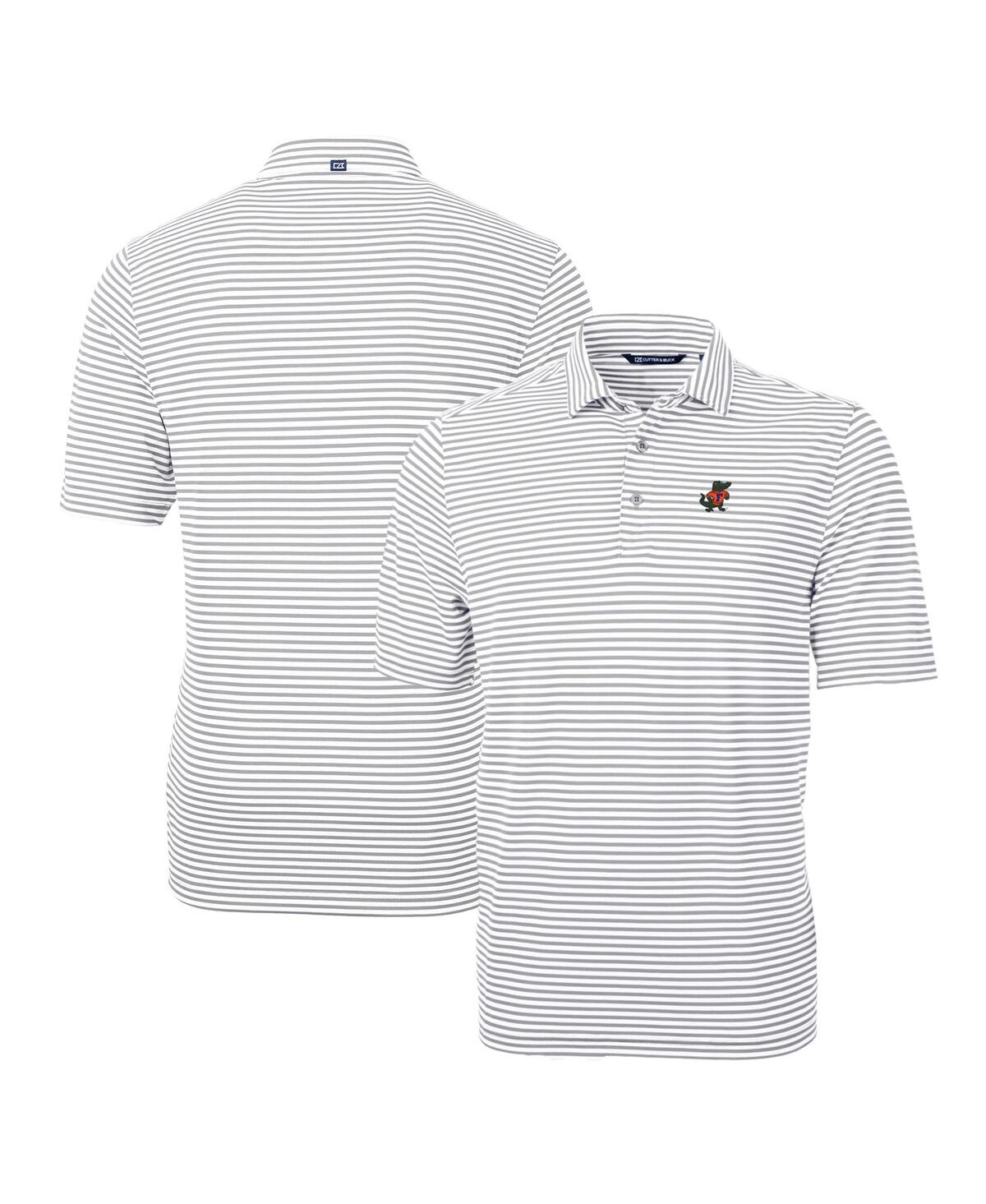 Cutter & Buck Men's Florida Gators Throwback Logo Virtue Eco Pique Stripe Polo In Gray