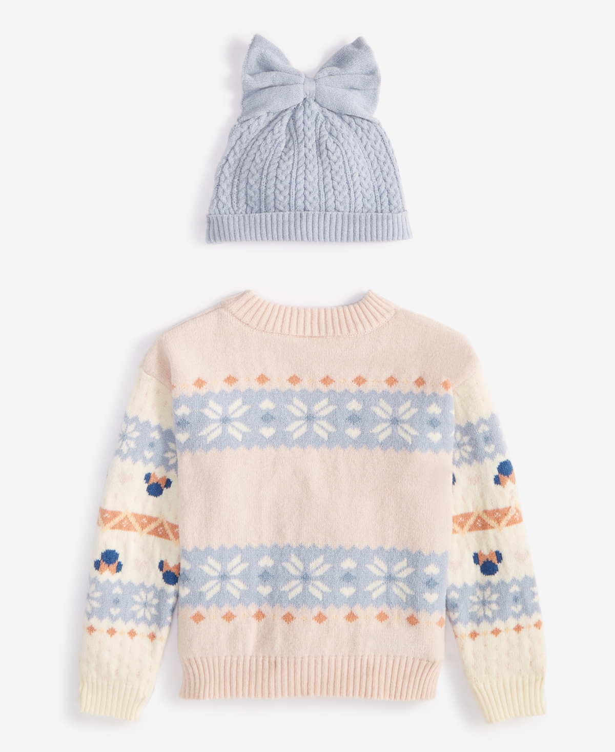 Disney Toddler & Little Girls Minnie Mouse Intarsia Sweater & Cable-Knit Beanie, 2 Piece Set