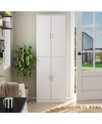 White Wooden Accent Bookcase, Sideboard, with Adjustable Shelves