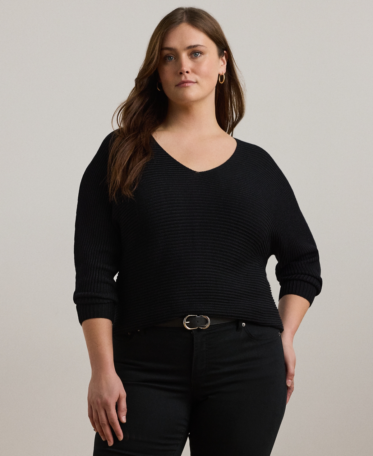 ラルフ・ローレン Lauren Ralph Lauren Plus-Size Cotton-Blend Dolman-Sleeve Sweater レ Ralph Lauren Plus Size Dolman-sleeve Sweater In Black | ModeSens
