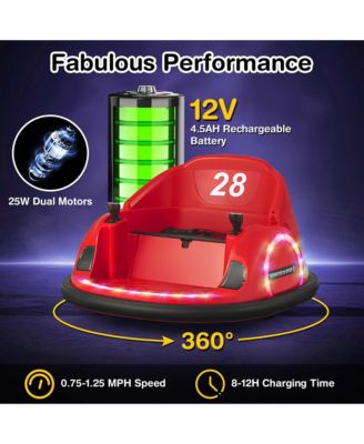 12V Electric 360degree(s) Spin Car Toy Ride on Bumper Car for Toddlers with Remote Control