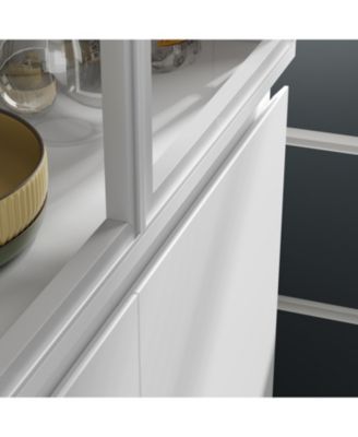 White Wood Accent Storage Cabinet With Tempered Glass Doors