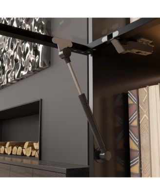 White Wood 4-Shelf Bookcase with Doors and 3-Color LED Lights