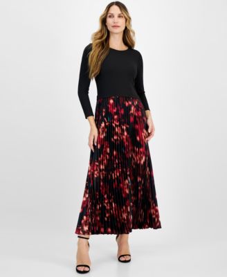 Robbie Bee - Women's Pleated-Skirt Colorblocked Dress