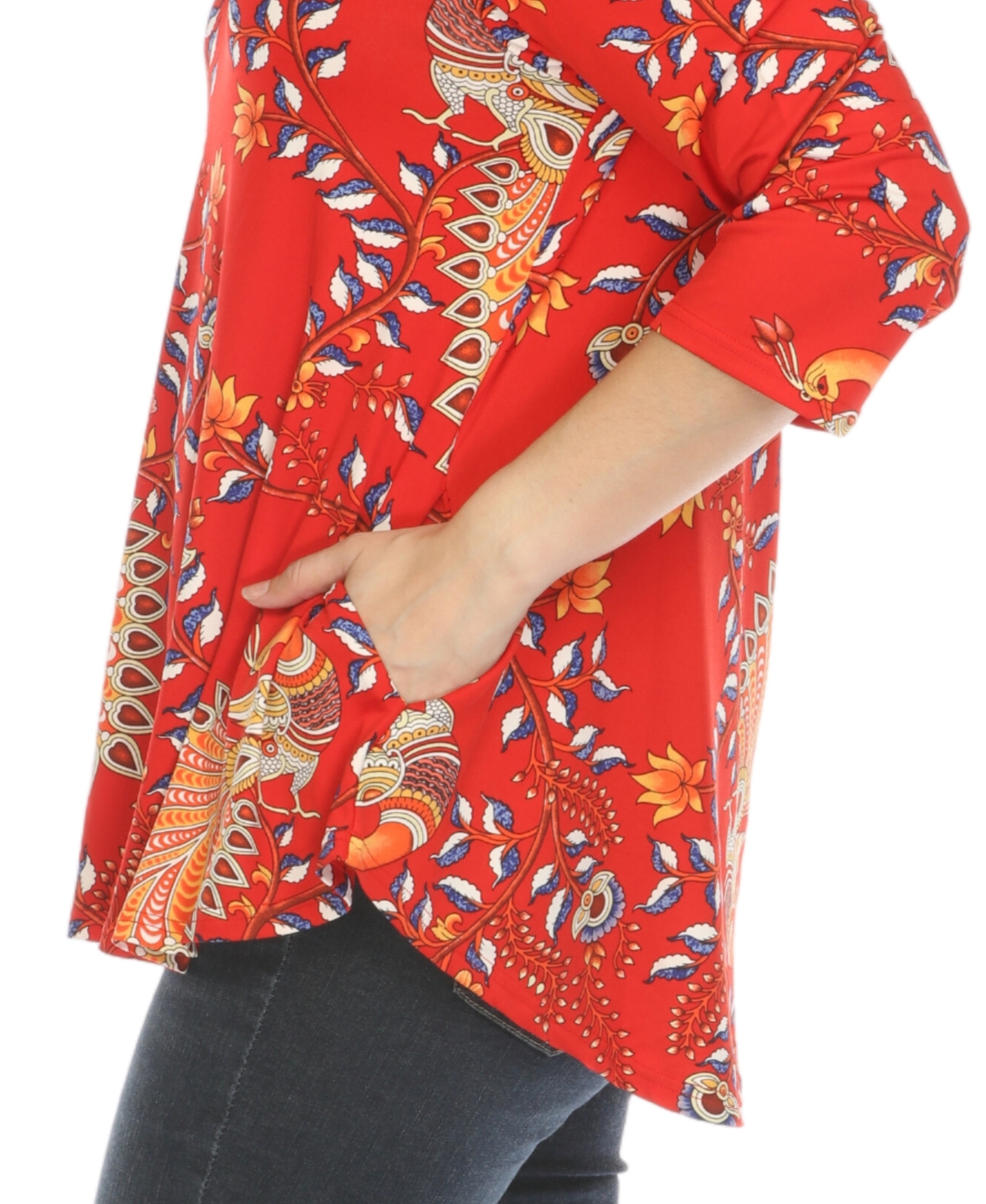 White Mark Women's Vibrant Boho Swing Top In Red