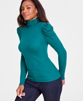 I.N.C. International Concepts - Women's Mock-Neck Puff-Sleeve Top