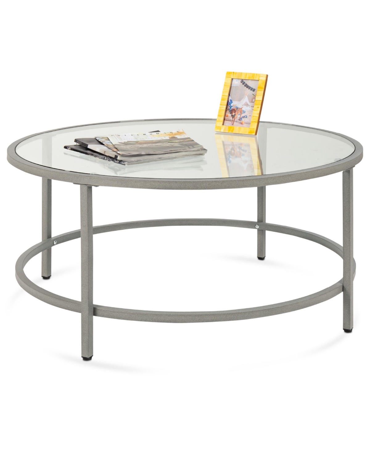 Best Choice Products Round Tempered Glass Coffee Table for Home, Living Room, Dining Room