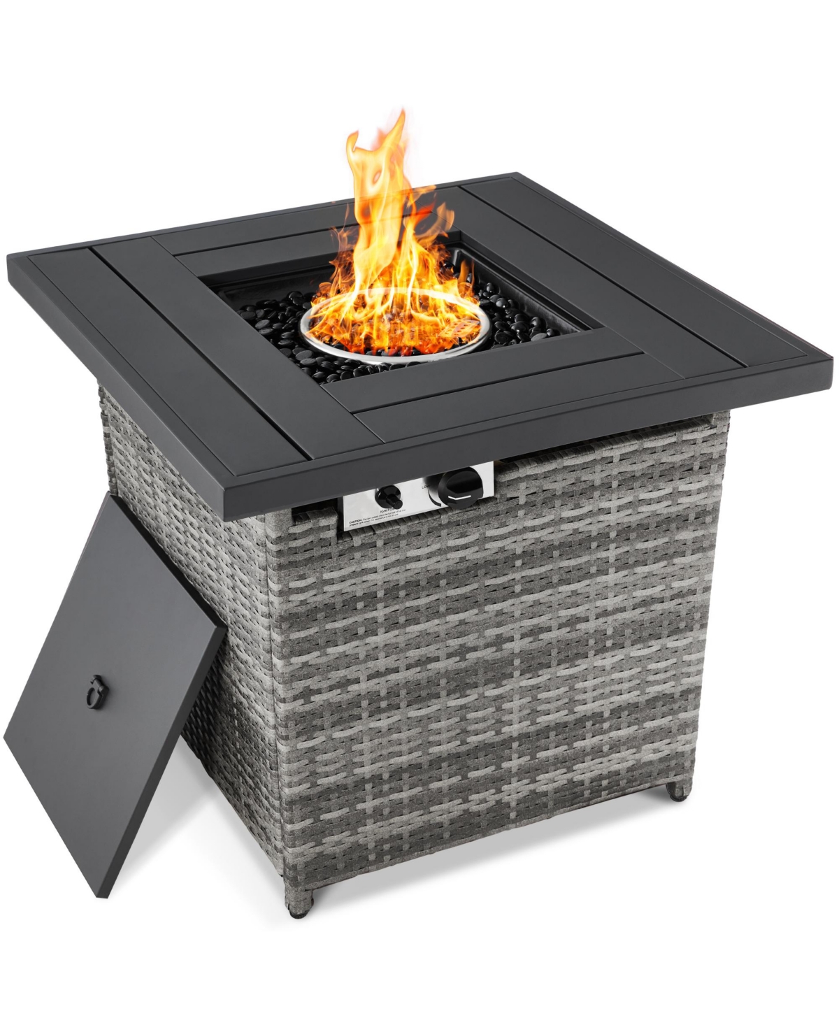 Best Choice Products 28in Propane Gas Fire Pit Table 50,000 Btu Outdoor Wicker w/ Glass Beads, Tank Holder
