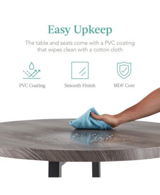 5-Piece Modern Round Counter Height Dining Set w/ 4 Chairs, 1.5in Thick Table