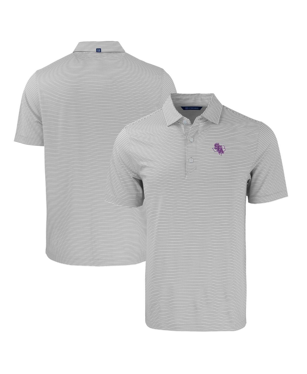Cutter & Buck Men's Stephen F Austin Lumberjacks Forge Eco Double Stripe Stretch Polo In Gray,white