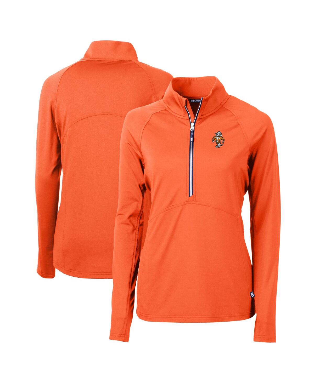 Cutter & Buck Women's Tennessee Volunteers Vault Drytec Adapt Eco Knit Stretch Raglan Half-zip Top In Tennessee Orange