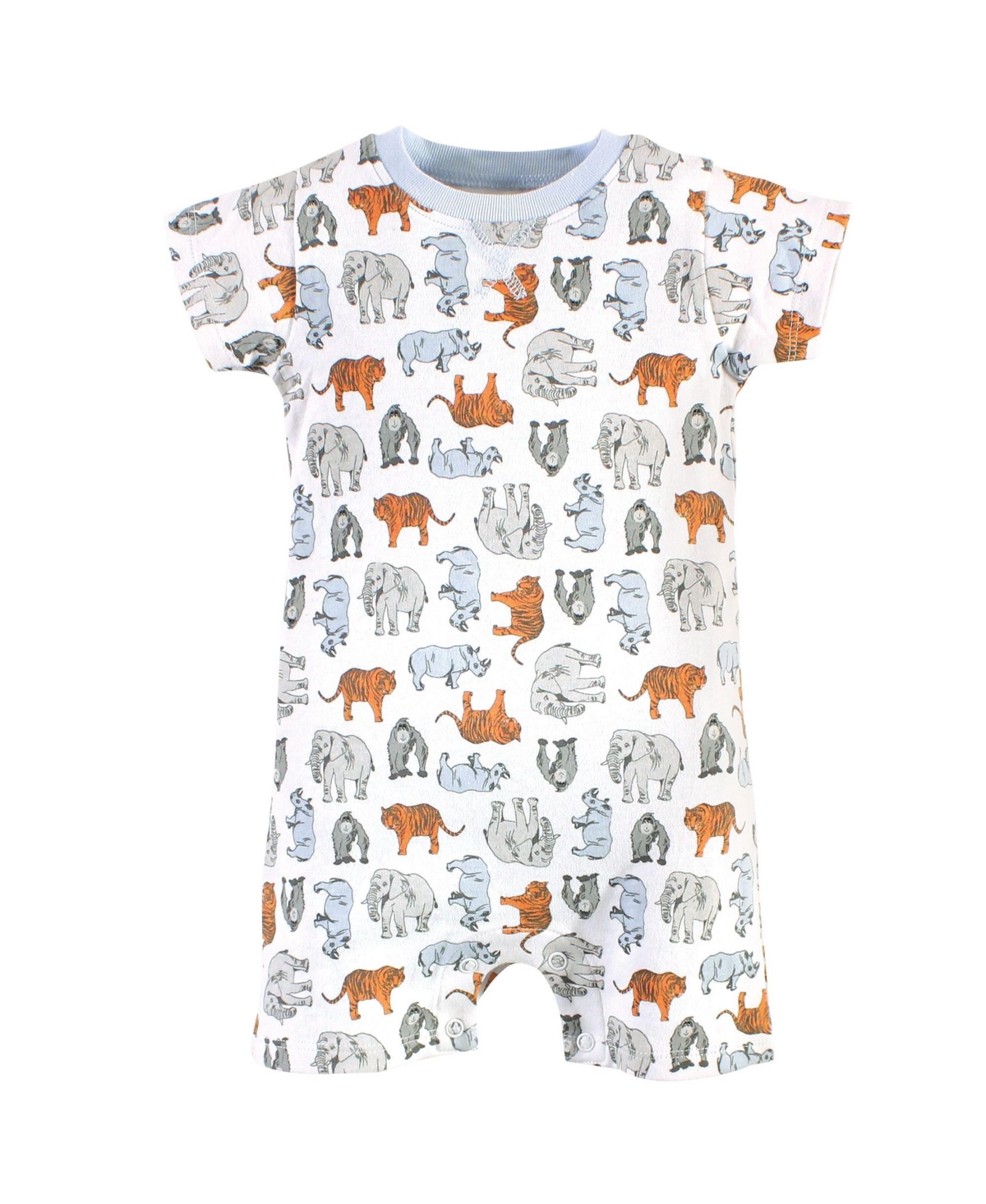 Touched by Nature Baby Boys Baby Organic Cotton Rompers 2pk,- Endangered elephant