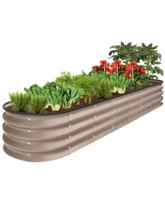 8x2x1ft Outdoor Metal Raised Oval Garden Bed, Planter Box for Vegetables, Flowers