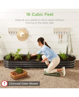 8x2x1ft Outdoor Metal Raised Oval Garden Bed, Planter Box for Vegetables, Flowers