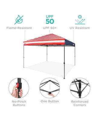 8x8ft Easy Setup Pop Up Canopy w/ 1-Button Setup, Wheeled Case, 4 Weight Bags