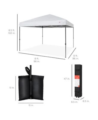 8x8ft Easy Setup Pop Up Canopy w/ 1-Button Setup, Wheeled Case, 4 Weight Bags