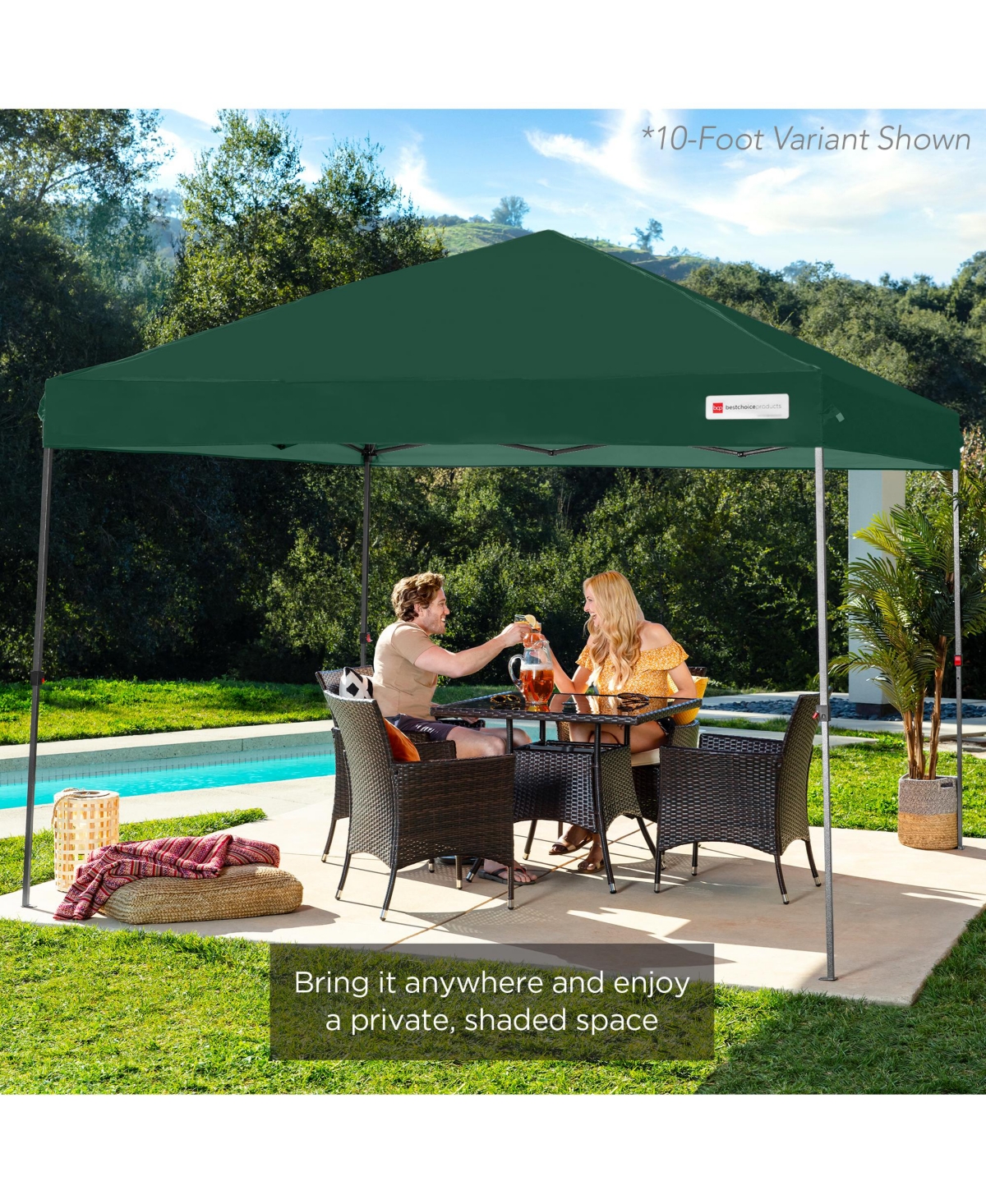 Best Choice Products Easy Setup Pop Up Canopy w/ 1-Button Setup, Wheeled Case, 4 Weight Bags