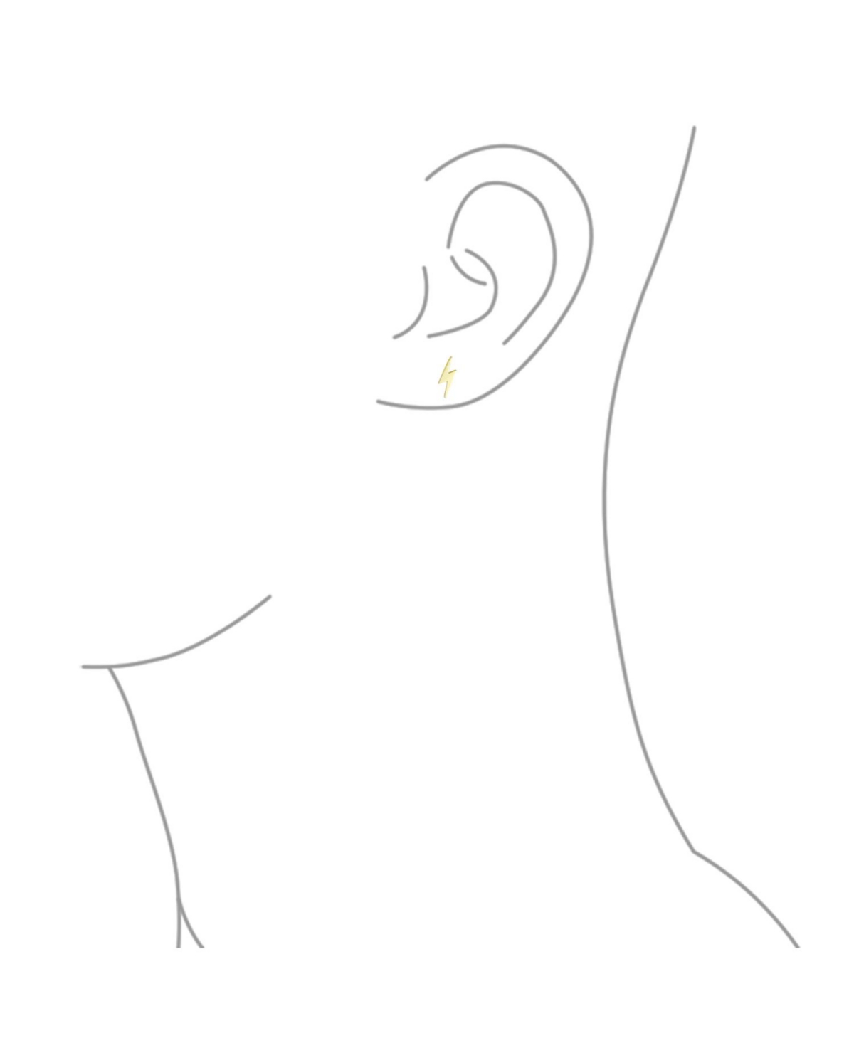 Bling Jewelry Teeny Tiny Minimalist Real 14K YellowCartilage Ear Lobe Piercing Daith Geometric Zig Zag Flash Lightning Bolt Stud Earrings for Wo