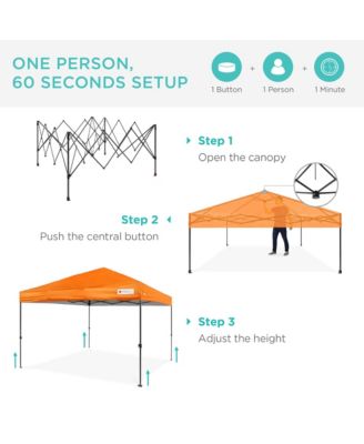 10x10ft Easy Setup Pop Up Canopy w/ 1-Button Setup, Wheeled Case, 4 Weight Bags