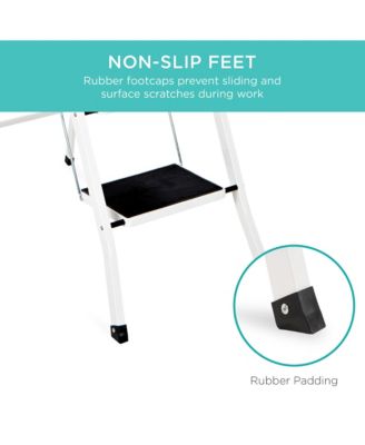 4-Step Portable Folding Steel Ladder w/ Hand Rail, Wide Platform Steps, 330lbs Capacity