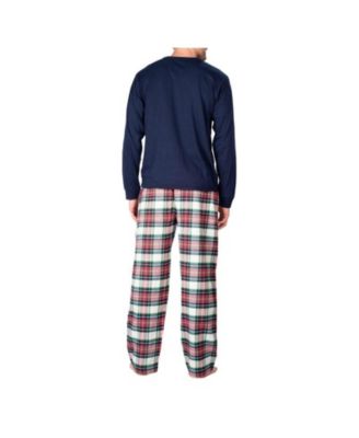 Men's Crew Neck Flannel Pajama Set