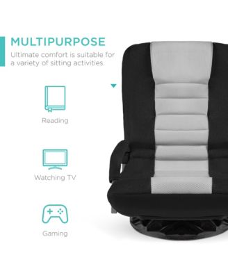 360-Degree Swivel Gaming Floor Chair w/ Armrest Handles, Foldable Adjustable Back