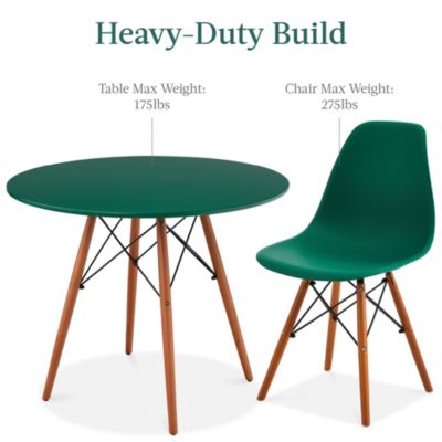 5-Piece Compact Mid-Century Modern Dining Set w/ 4 Chairs, Wooden Legs