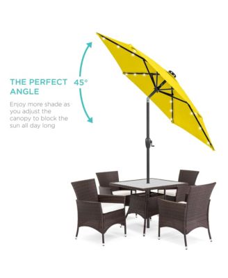 7.5ft Outdoor Solar Patio Umbrella for Deck, Pool w/ Tilt, Crank, LED Lights