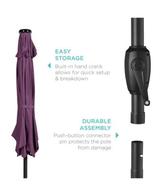 7.5ft Outdoor Solar Patio Umbrella for Deck, Pool w/ Tilt, Crank, LED Lights