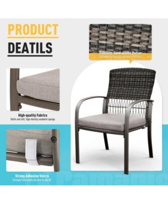 7-Piece Patio Dining Set for 6 with Green Cushion 4 Dining Chairs and 2 Swivel Rockers