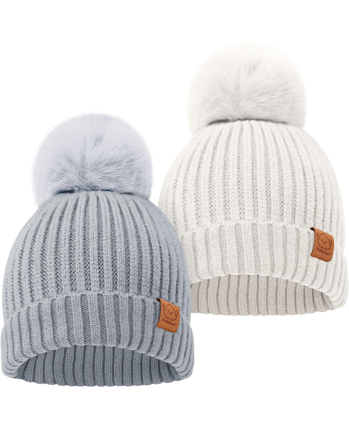 KeaBabies 2pk Baby Hats, Baby Beanies, Newborn Hats for Baby Girls, Boys, Baby Winter Hat, 0-6 Months Infant Hat