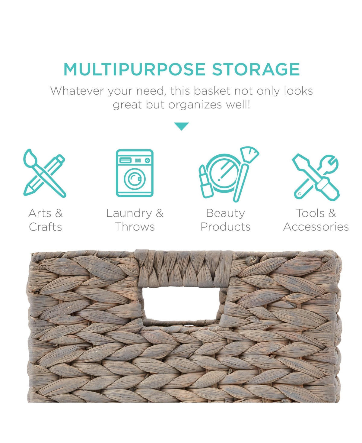 Best Choice Products 10.5x10.5in Hyacinth Storage Baskets, Set of 5 Multipurpose Collapsible Organizers