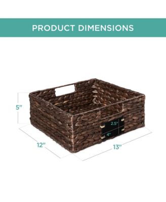 Set of 4 13in Woven Water Hyacinth Pantry Baskets w/ Chalkboard Label, Chalk Marker