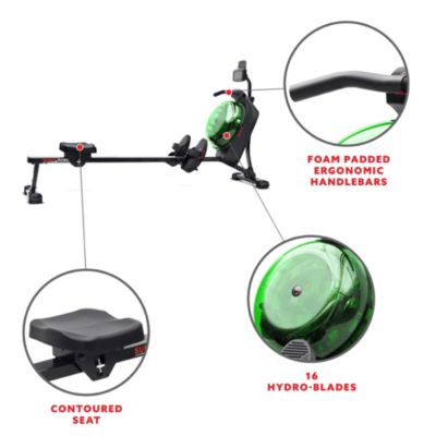 Hydro + Dual Resistance Smart Magnetic Water Rowing Machine, Green