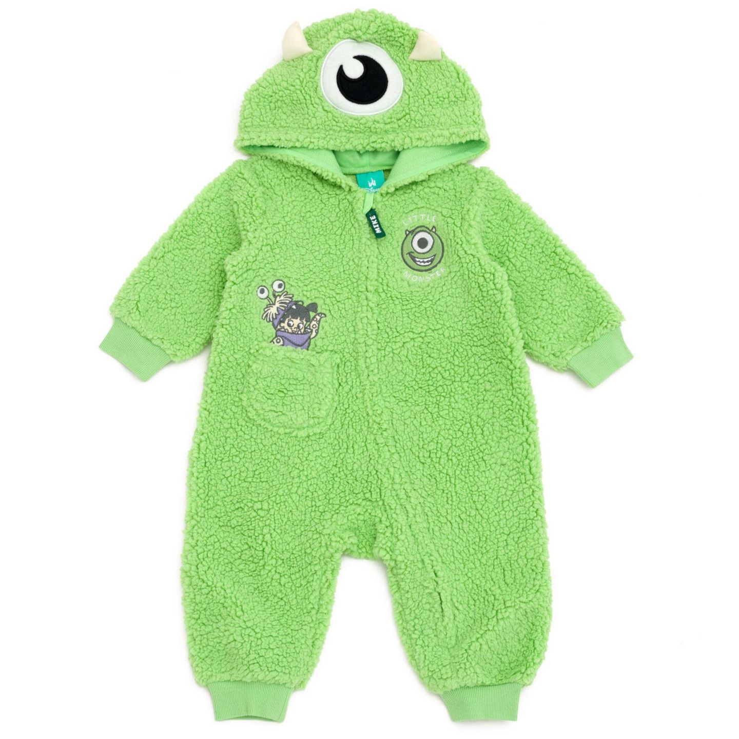 Комбинезон Monsters Inc. (Newborn - 24months) Zip Up Cosplay Coverall Cozy Sherpa для мальчиков-малышей, цвет: Зелёный — фото 1