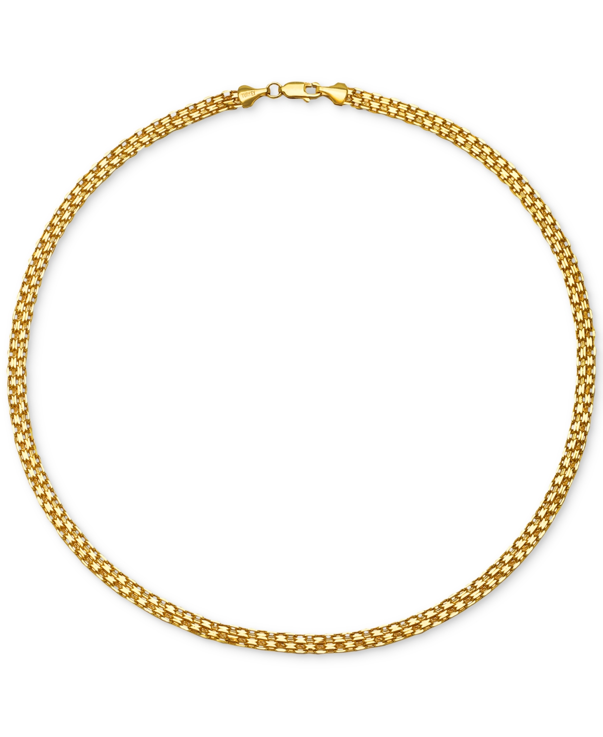 MACY'S POLISHED BISMARK LINK 18" STATEMENT NECKLACE IN 10K GOLD 