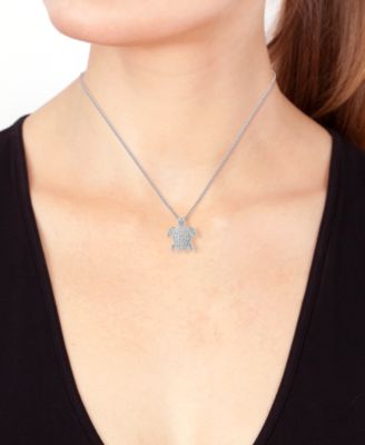 EFFY&reg; Diamond Sea Turtle 18" Pendant Necklace (1/4 ct. t.w.) in Sterling Silver