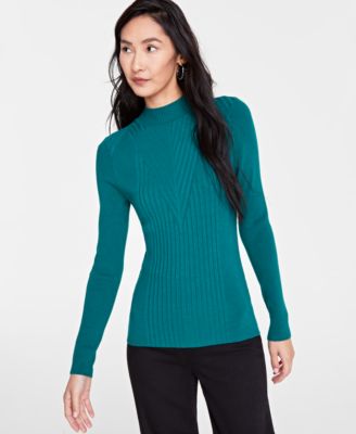 I.N.C. International Concepts Women s Detail Ribbed Mock Neck Sweater Created for Macy s Macy s